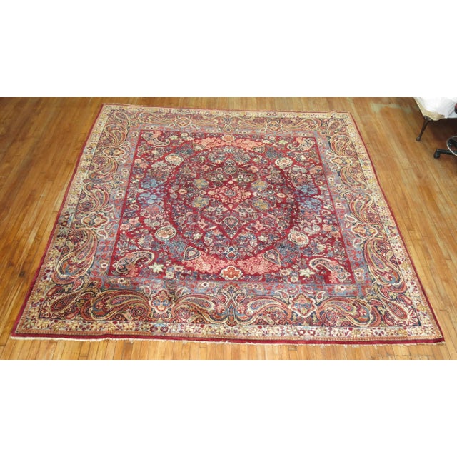 Antique Square Persian Sarouk Rug For Sale - Image 9 of 9