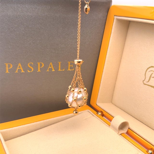 Paspaley 18ct Yellow Gold Lavalier Australian South Sea Pearl Necklace 15mm 12.63g For Sale - Image 9 of 10