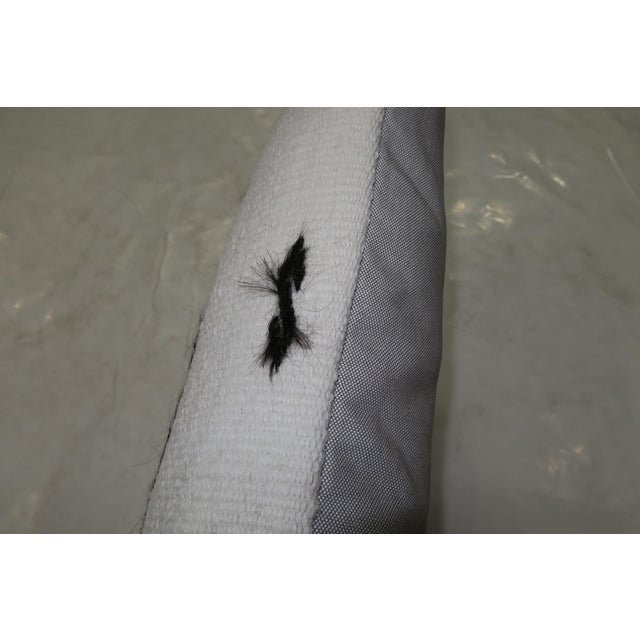 Industrial Minimalist White Black Blue Green Blush Accent Wool Vintage Turkish Kilim Pillow For Sale - Image 3 of 5