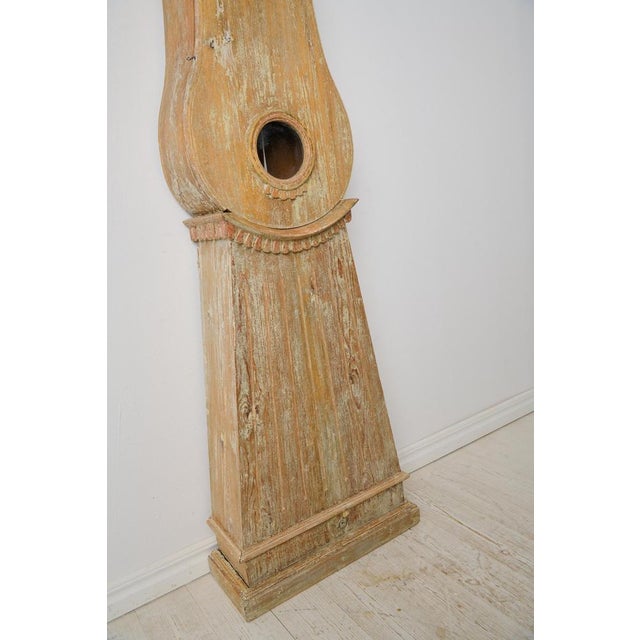 Antique Swedish Gustavian Rustic Long Case Clock, Hand-Carved Gustavian Decor For Sale - Image 8 of 10
