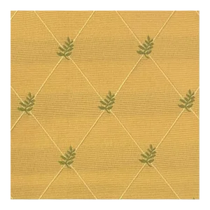 Designer Maxwell Fabrics Gold & Green Embroidered Fern Diamond Diagonal Fabric- Sample