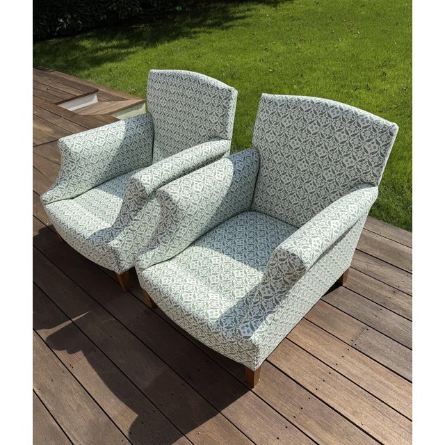 Pair of Clayton Lounge Chairs by Howard Chairs LTD With Custom Slipcovers For Sale - Image 4 of 18