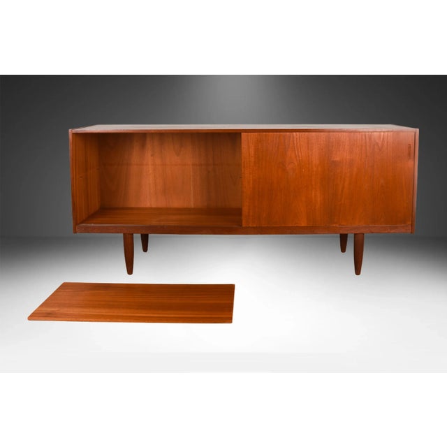 Teak Mid Century Denmark Sliding Door Sideboard Credenza For Sale In Baltimore - Image 6 of 14