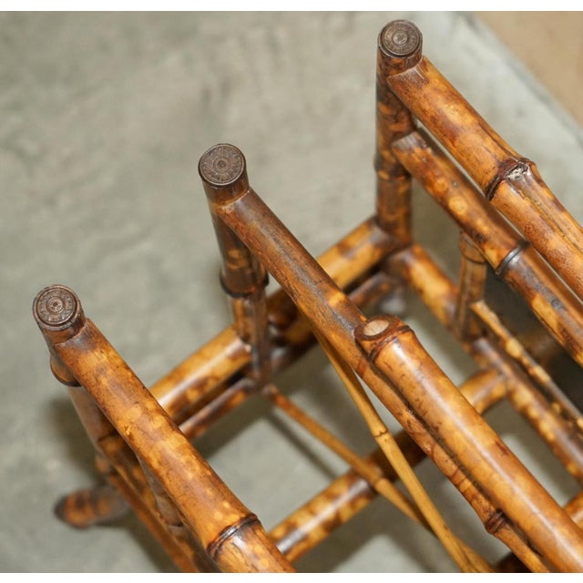 Movement Bamboo Carved Chinese Magazine Paper Rack, 1880s For Sale - Image 12 of 18