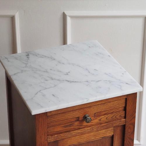 Antique Slim Bedside Table with Marble Top, France, 1900 For Sale - Image 3 of 12
