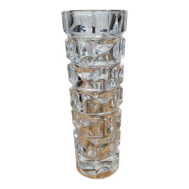 Vintage 1970s Luminarc “Windsor” Glass Vase – Brutalist Modernist Design | Made in France | 8.75” Tall For Sale