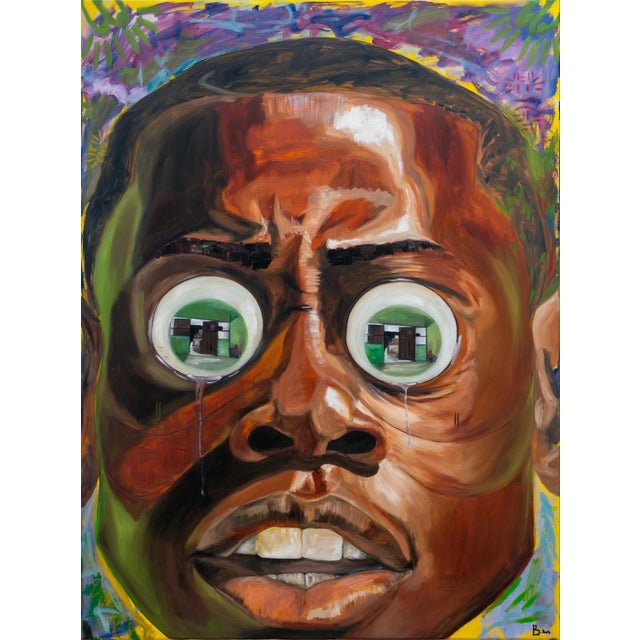 Seromo Okoro, Scared Js1 Boy, 2025 Oil on canvas 36 × 48 × 1 in | 61 × 121.9 × 2.5 cm Unique work Includes a Certificate...