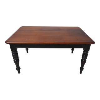 Country Farm Dining Room Table W. Black Base For Sale