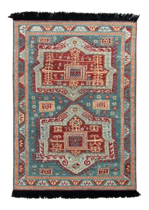 Rug & Kilim Tribal Style Rug, Blue and Red Geometric Pattern, 3x5