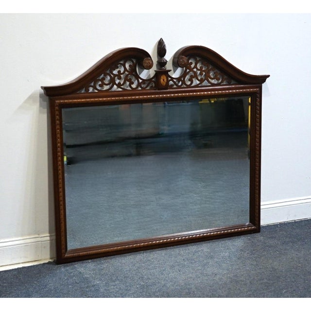 Traditional Stanley Furniture Stoneleigh Collection Solid Mahogany Traditional 452″ Pierced Pediment Mirror 387-13-33 For Sale - Image 3 of 6