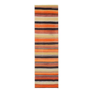 Striped Vintage Turkish Kilim Runner - 3`0" X 10`10" For Sale