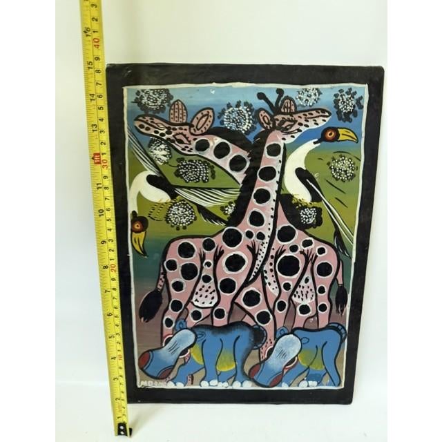 Original "Mbomo" Tingatinga Painting - Authentic Tanzanian Folk Art, Enamel on Wrapped Canvas, 12" X 16" - Signed, Ready to Hang For Sale - Image 11 of 16