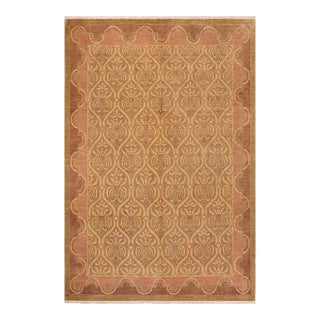 Shabby Chic Ziegler Green Brown Hand-Knotted Wool Rug - 7'8'' X 10'0'' For Sale