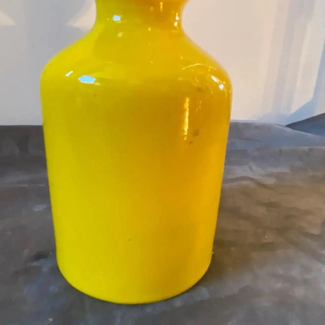 Ceramic 1970s Space Age Yellow Vetrochina Italian Candle Holder by Gabbianelli For Sale - Image 7 of 9