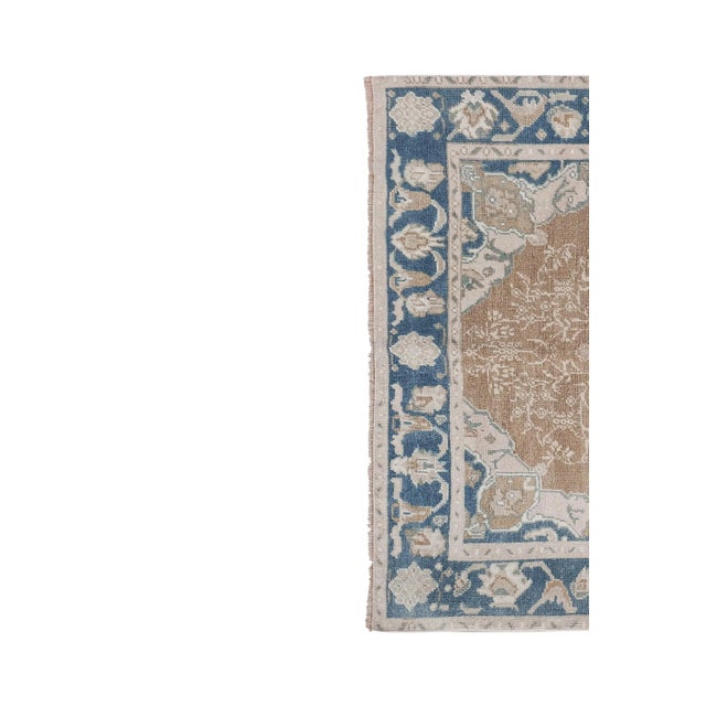 1970s Vintage Tan Wool Anatolian Karapinar Rug 4'9" X 7'11" For Sale - Image 5 of 13