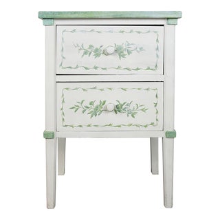 Vintage Hand Painted English Pattern Bedside Table For Sale