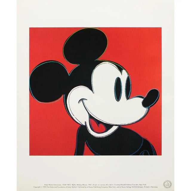 Red 1992 the Andy Warhol Foundation Lithograph "Myths: Mickey Mouse" For Sale - Image 8 of 8