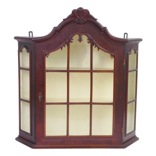 Mid-Century Wooden Wall Display with Ornament and White Shelves, 1960s For Sale