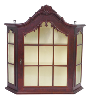 Mid-Century Wooden Wall Display with Ornament and White Shelves, 1960s