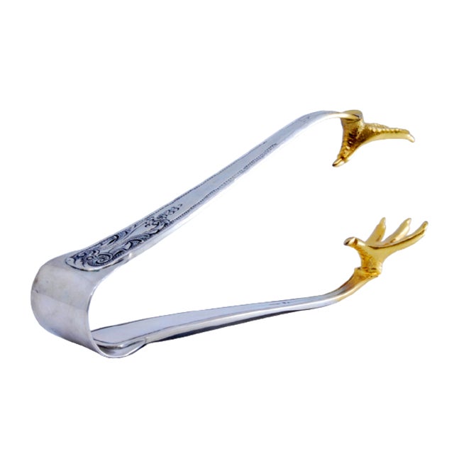 Silver Ice Tongs in the Shape of Golden Claws For Sale - Image 11 of 11
