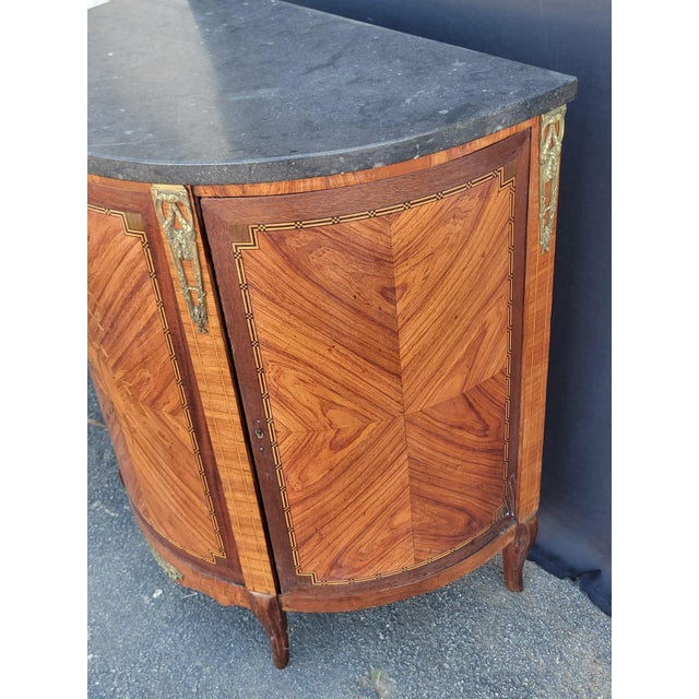 19th Century 19th Century French Marble Top Cabinet Bar/Server Book Match Tulip Wood. For Sale - Image 5 of 18