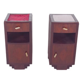 Vintage Portuguese Deco-Style Bedside Tables, 1920, Set of 2 For Sale