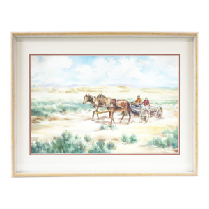 "Desert Daylight Journey" - Mid 20th Century Original Watercolor on Paper Signed, Framed