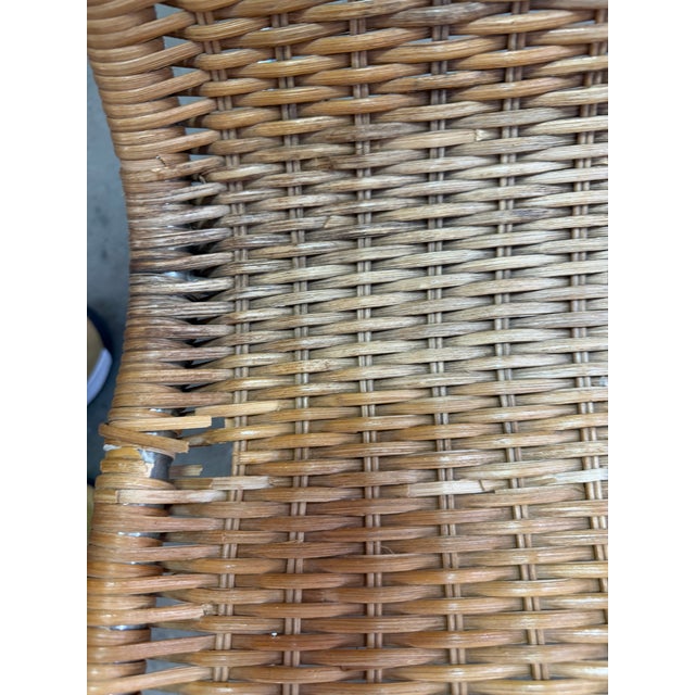 Mid-Century Modern Vintage Mid-Century Chrome & Wicker Rocking Chair For Sale - Image 3 of 7