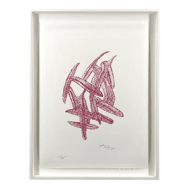 Mark Tobey, Composition in Red, 1972, Color Lithograph on Paper, Framed For Sale