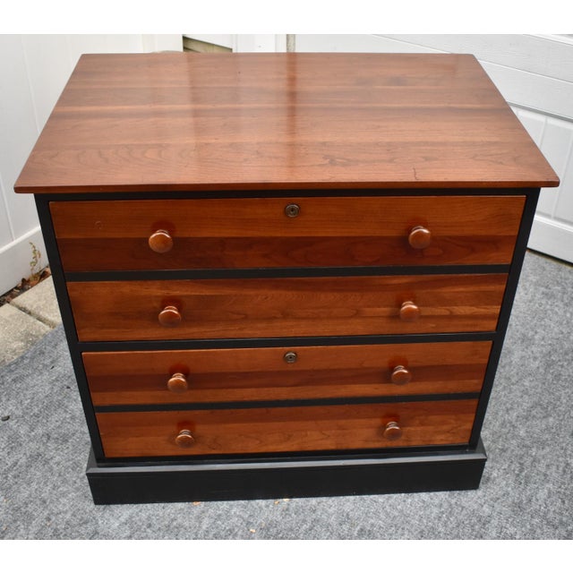 Ethan Allen Cherry 2 Drawer Lateral File Cabinet Two Tone Black Locking Chest For Sale - Image 15 of 18