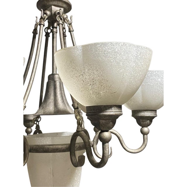 Traditional Vintage Late 20th Century 6 Light Fixture Chandelier For Sale - Image 3 of 4