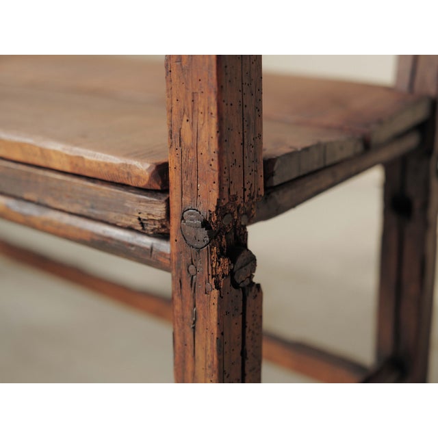 Antique Folk Art Fireplace Bench in Wood, 1800s For Sale - Image 12 of 16