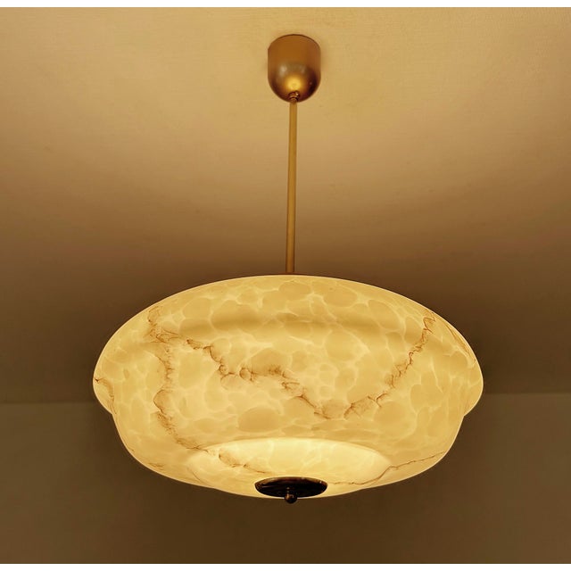 Art Deco Pendant Light in Marble Glass, 1930s For Sale - Image 4 of 18