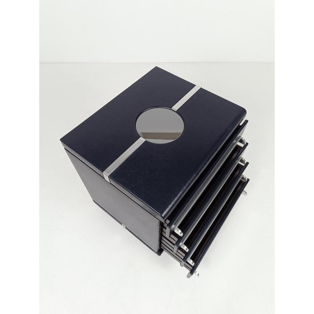 Space Age Nightstands in Chrome & Leather in the style of Luigi Massoni, 1970s, Set of 2 For Sale - Image 17 of 18