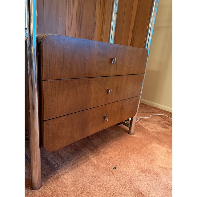 1970s Founders Walnut, Chrome and Glass Shelving Unit, Jack Cartwright For Sale - Image 5 of 15