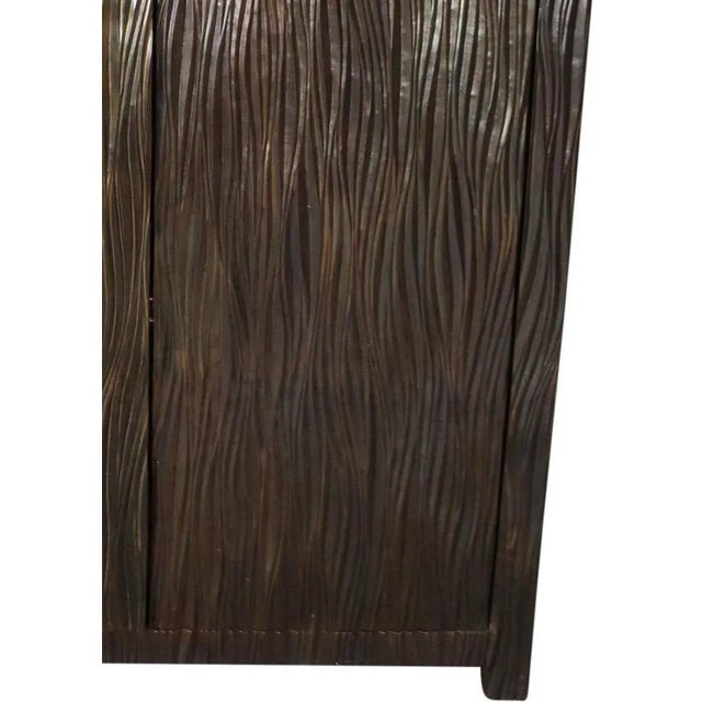 Exceptional 66” Robert Kuo Limited Edition Signed Hand-Repoussé "Pleats" Copper Armoire For Sale - Image 12 of 15