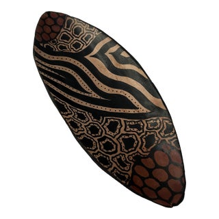Vintage Artisanal Ethiopian Carved Wood Canoe Bowl For Sale