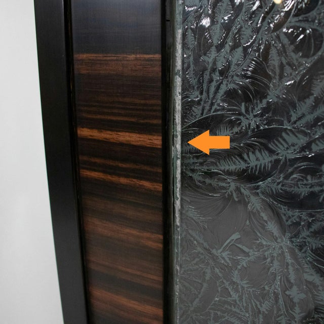 Art Deco Four Panel Stained Glass Screen Divider With Macassar Trim Featuring Iconic Flappers For Sale In Chicago - Image 6 of 12