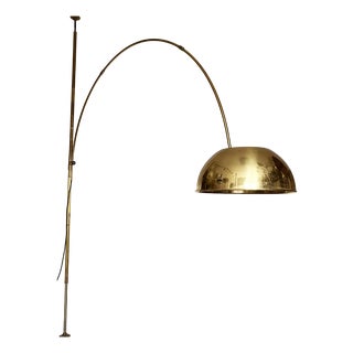 Vintage Postmodern German Brass Boca Arc Floor Lamp with Clamping Rod attributed to Florian Schulz, 1970s For Sale