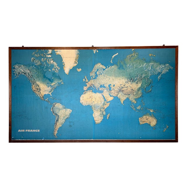 Vintage Air France Airway Map, 1970s For Sale