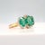 Contemporary Three Stone Yellow Gold Natural Oval Emerald Ring With Natural Diamonds For Sale - Image 3 of 11