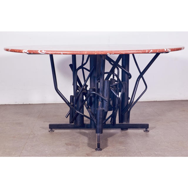 Mid-Century Modern Table with Brutalist Base and Marble Top from Ubaldo Rossi, 1968 For Sale - Image 3 of 12