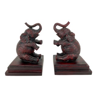 Vintage Lucky Elephants Bookends - a Pair For Sale