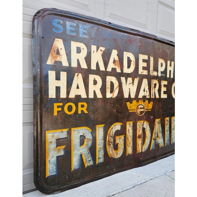 Early 20th Century Antique American Art Deco Early Frigidaire Metal Advertising Sign For Sale - Image 5 of 9