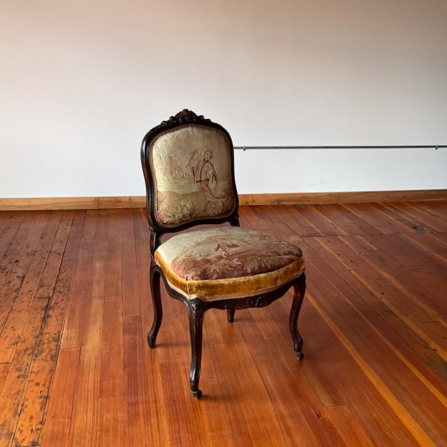 19th Century 19th Century Louis XV Style Side Chair With Tapestry Upholstery For Sale - Image 5 of 10