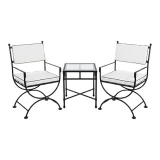 Neoclassical Turkish Powder-Coated Iron Outdoor Seating Set - 3 Pieces For Sale