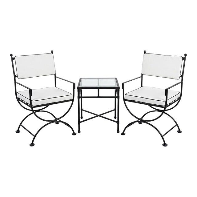 Neoclassical Turkish Powder-Coated Iron Outdoor Seating Set - 3 Pieces For Sale