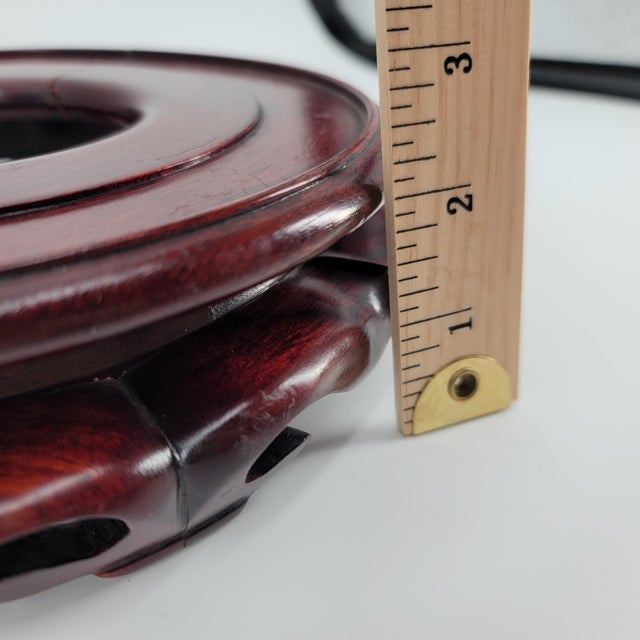 Vintage Chinoiserie Porcelain Garden Stool & Carved Wood Stand Set For Sale - Image 10 of 14