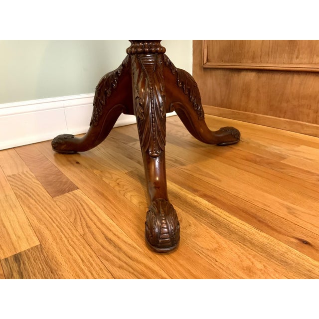 Late 20th Century Vintage Round Mahogany Pedestal Inlaid Maitland Smith Side Table For Sale - Image 5 of 10