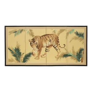 Circa 1980s Coastal Style Chinese Printed Silk Screen